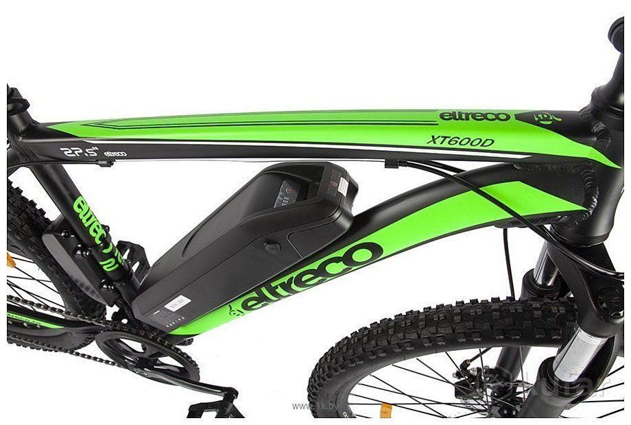 фото велогибрид (электровелосипед) eltreco xt600d (2024) черно-зелёный 3