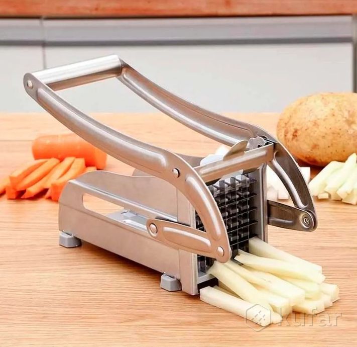 фото слайсер для картошки фри / 2 насадки из нержавеющей стали / ручная картофелерезка potato chipper 7