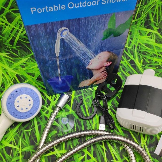 фото походный переносной душ portable outdoor shower с акуммулятором и зарядкой от usb 6