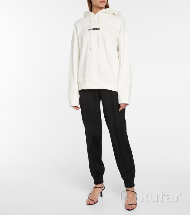 фото худи  jil sander logo cotton hoodie white 2