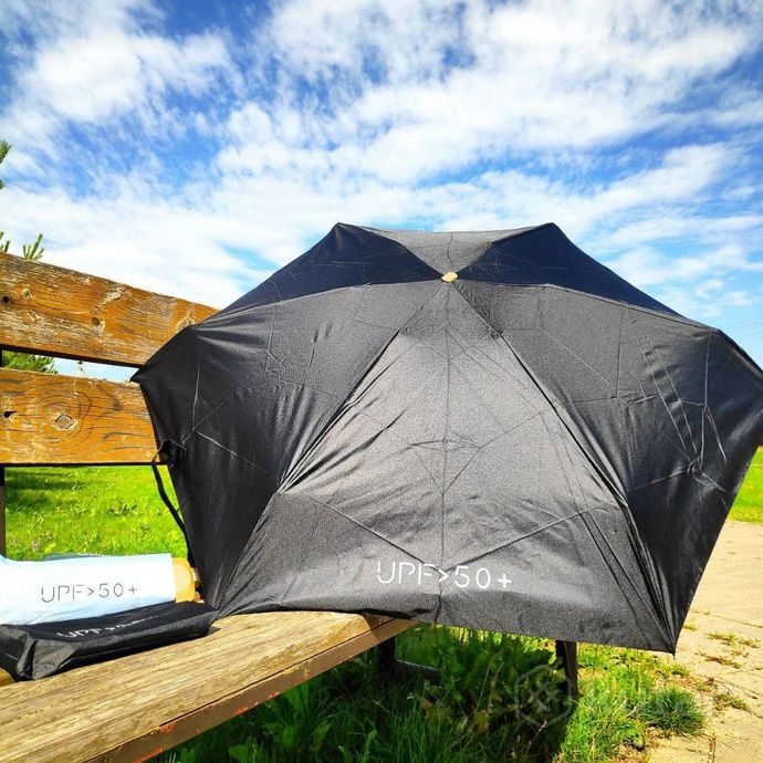 фото мини - зонт карманный полуавтомат, 2 сложения, купол 95 см, 6 спиц, upf 50 / защита от солнца и дожд 2