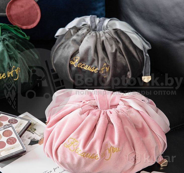 фото мешок косметичка beautiful бархатный подарочный с ушками / косметика / сувениры / украшения розовый 4