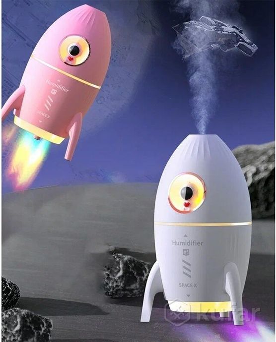 фото увлажнитель (аромадиффузор) воздуха ракета rocket humidifier hx-851 с подсветкой 350 ml розовый 7