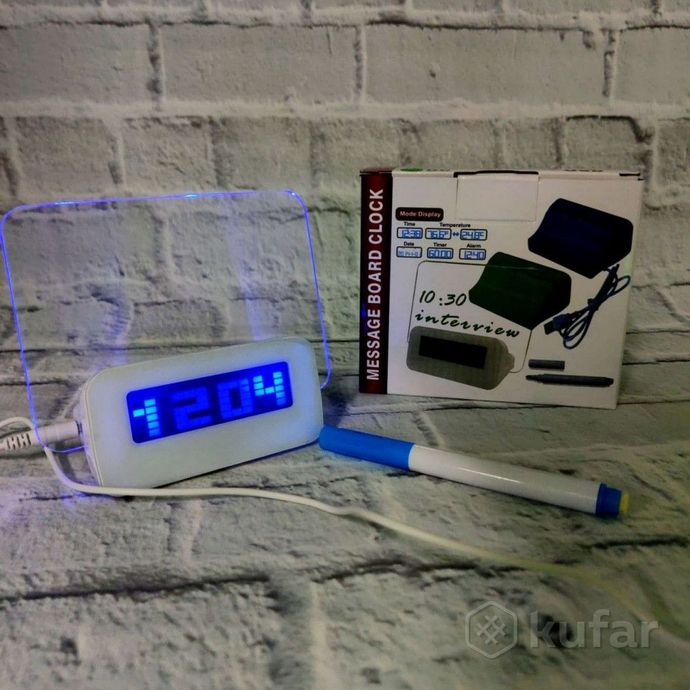 фото креативные led часы-будильник highstar неоновый (синий) 7