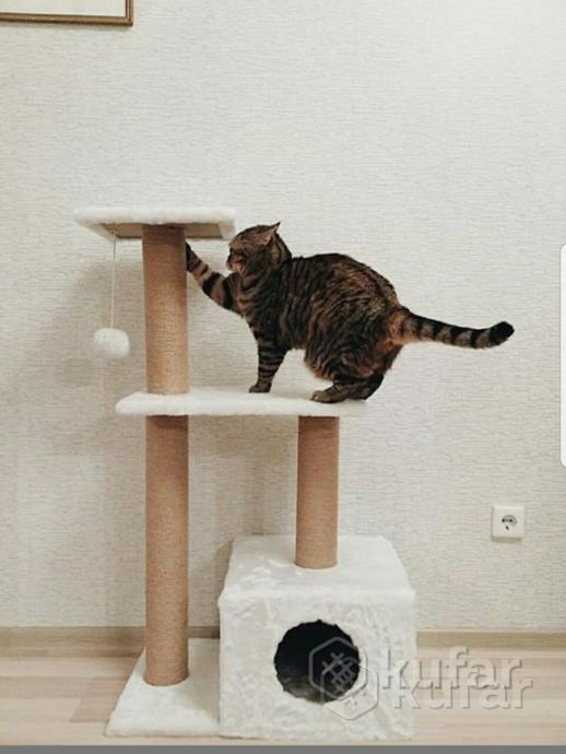 фото дом для кошек с когтеточкой 3 уровня  2