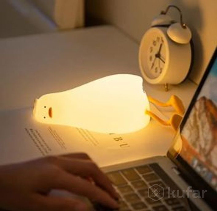 фото светильник - ночник силиконовый сонный гусь duck sleep lamp (usb, 3 режима, таймер 30 мин) 0