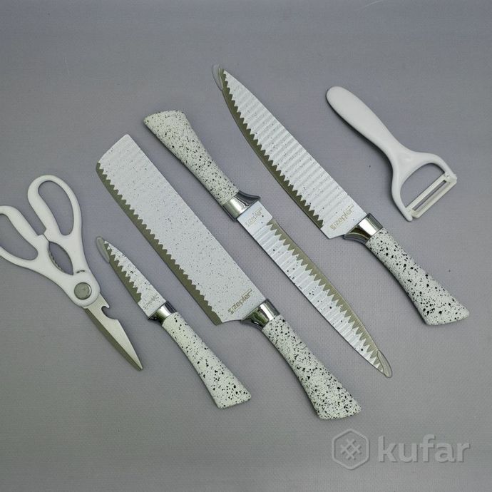фото набор кухонных ножей из нержавеющей стали 6 предметов zeptep zp-003/ подарочная упаковка 5