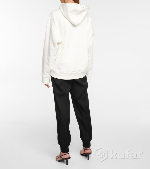фото худи  jil sander logo cotton hoodie white 1
