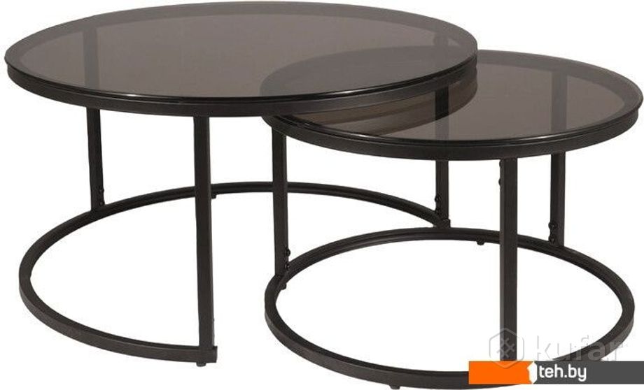 фото журнальные столики и столы-трансформеры signal ferrante e (2 шт., дымчатый/черный мат) 0
