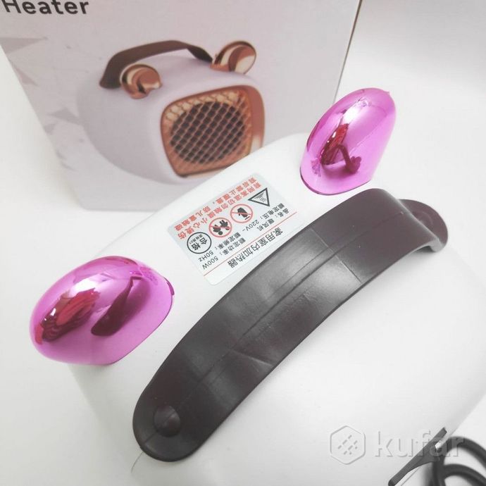 фото миниобогреватель портативный с ушками mini heater розовый 1