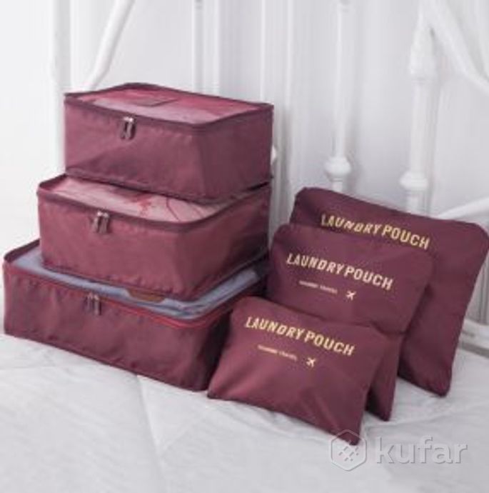 фото набор дорожных органайзеров laun drypouch travel 6 штук разных размеров  бордовая 0