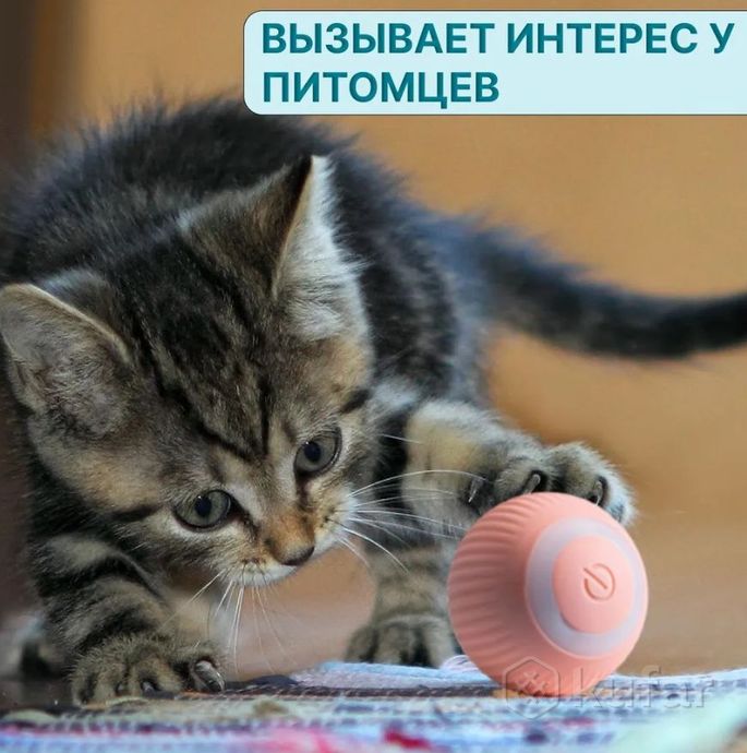 фото интерактивная игрушка шарик - дразнилка для кошек и собак smart rotating ball (2 режима работы) / ум 5
