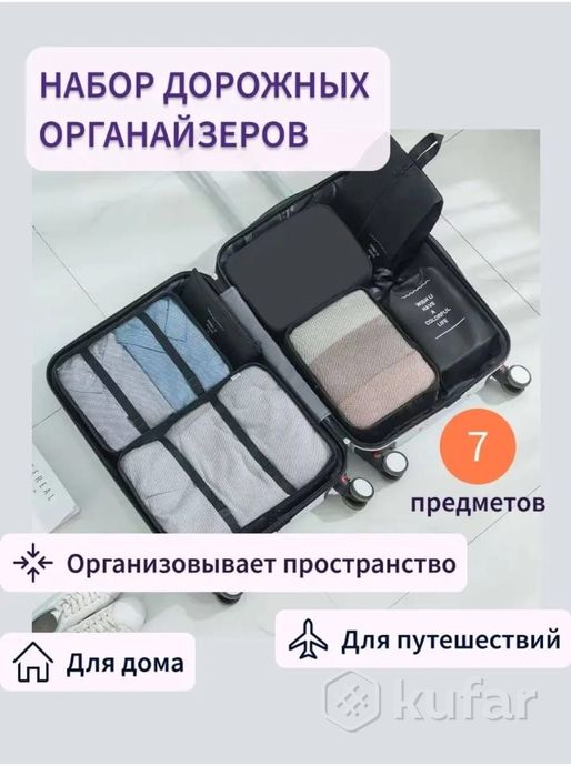 фото дорожный набор органайзеров для чемодана travel colorful life 7 в 1 (7 органайзеров разных размеров) 5