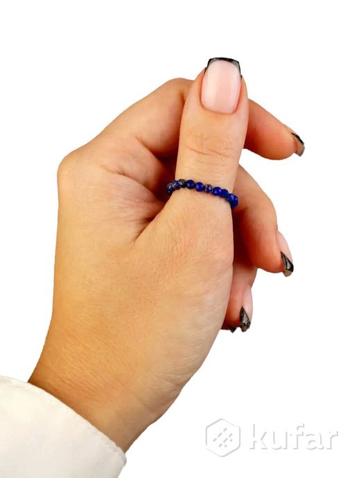 фото лазурит-(натуральный камень) ожерелье-чокер браслет на руку и на ногу и кольцо 12