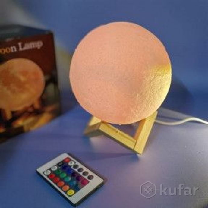 фото лампа  ночник moon lamp humidifier с пультом управления / луна объемная 0