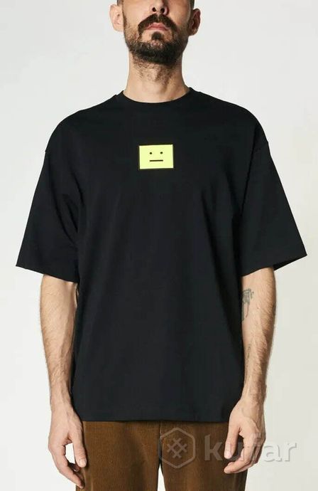 фото футболка acne studios face stretch-cotton t-shirt black 0