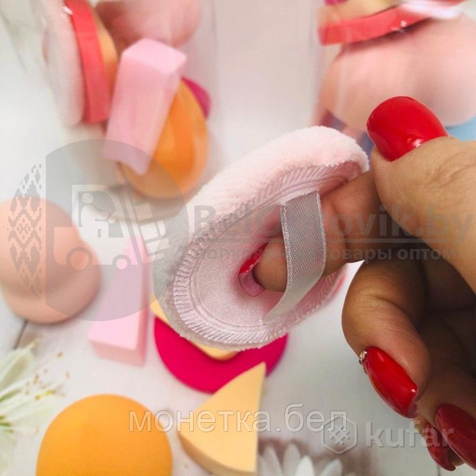 фото многофункциональный набор спонжей для макияжа в пластиковом боксе  (цвет микс), 9 штук. 2