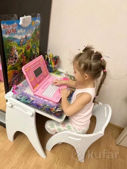 фото детский обучающий компьютер на двух языках 35 функций от сети и батареек  0