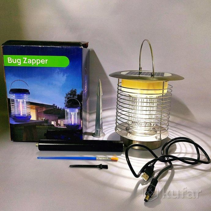 фото антимоскитный уличный светильник-ловушка для комаров bug zapper jsd-003 на солнечных батареях или us 8