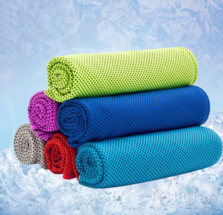 фото спортивное охлаждающее полотенце  super cooling towel голубой 8