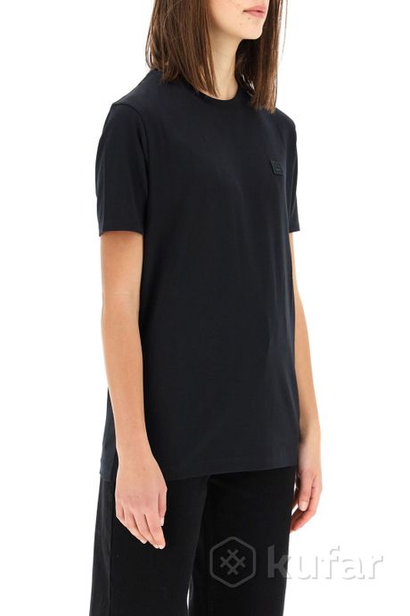 фото футболка acne studios t-shirt with ellison face patch black 2