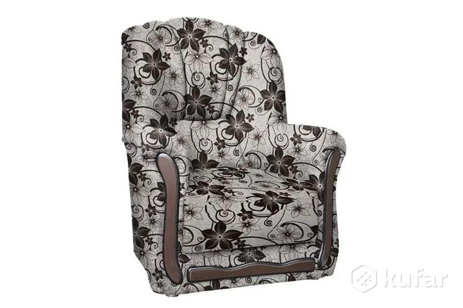 фото анна-1 кресло (рогожка цветок крупный коричневый) 0