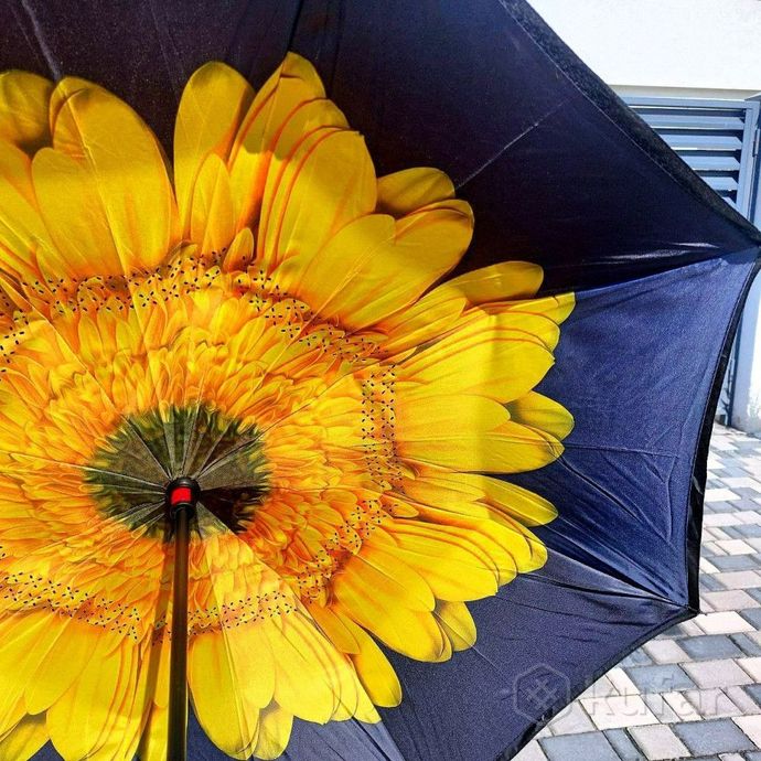 фото new зонт наоборот двухсторонний upbrella (антизонт) / умный зонт обратного сложения черная газета 9
