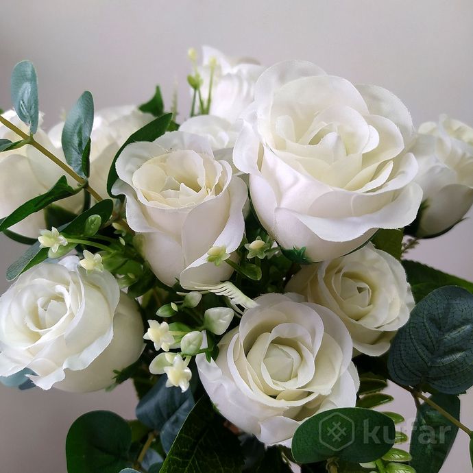 фото букет розы с эвкалиптом 12 голов 50 см 6