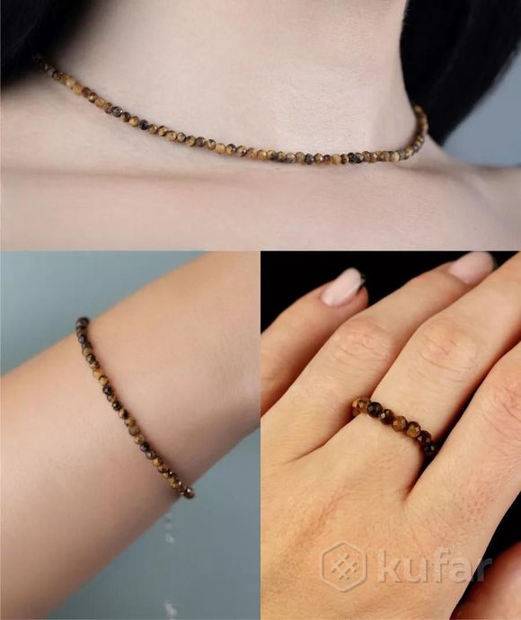фото ожерелье-чокер браслет на руку и на ногу кольцо из натуральных камней 9