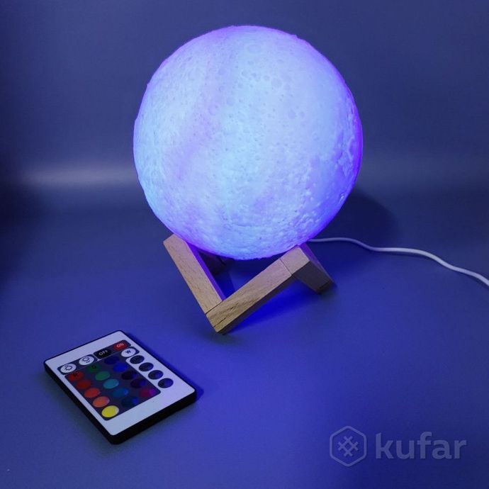 фото лампа  ночник moon lamp humidifier с пультом управления / луна объемная 8