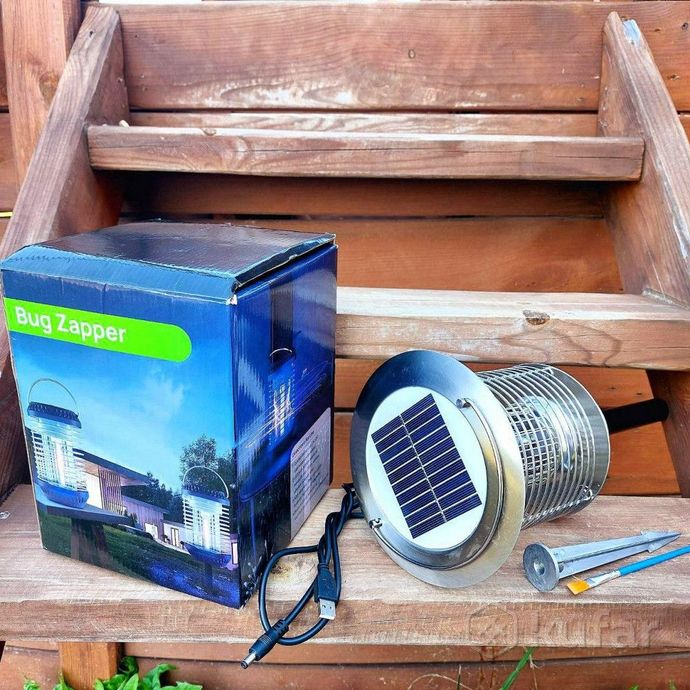 фото антимоскитный уличный светильник-ловушка для комаров bug zapper jsd-003 на солнечных батареях или us 9