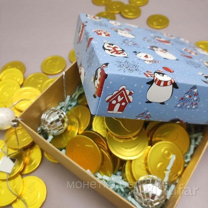 фото золотые шоколадные монеты «смайлик» mix, набор 20 монеток 3
