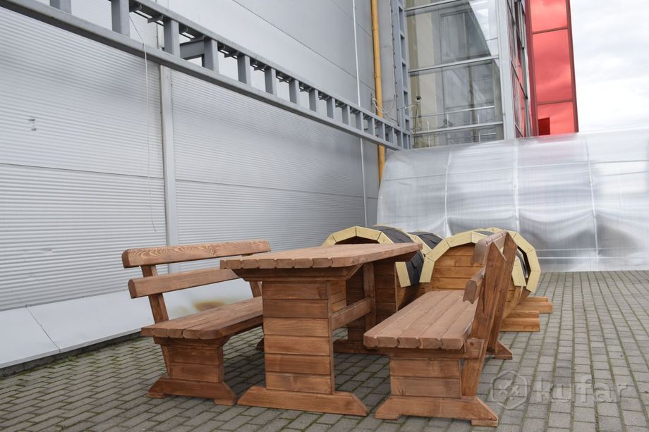 фото комплект стол + скамейки. набор садовой мебели. мебель для бани 0