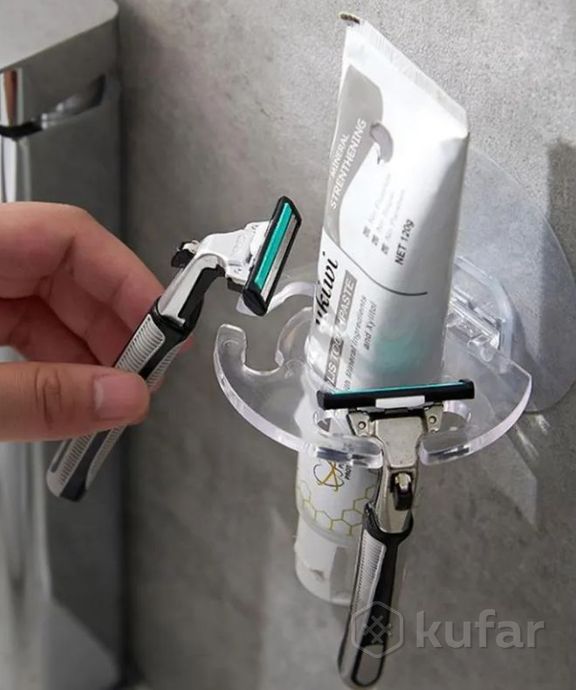 фото держатель для ванной комнаты  / самоклеющийся стакан для зубных щеток, пасты, станков 1