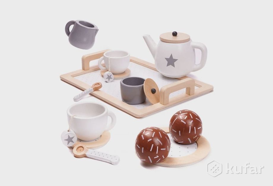 фото игрушечная посуда деревянная набор «чаепитие»  9