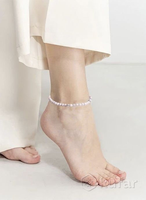 фото кахолонг-натуральный камень ожерелье-чокер браслет на руку и на ногу и кольцо 1