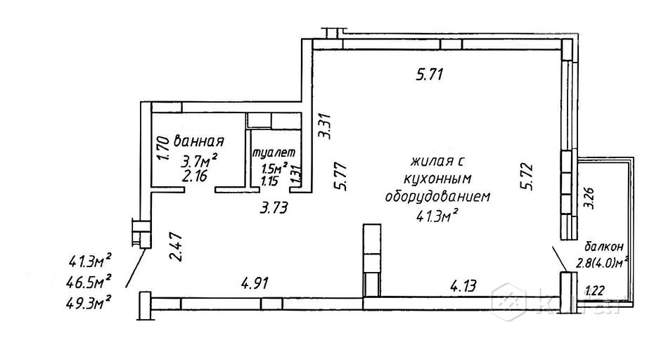 фото горный переулок, 8, минск, 1 комн., 49.3 м² 18