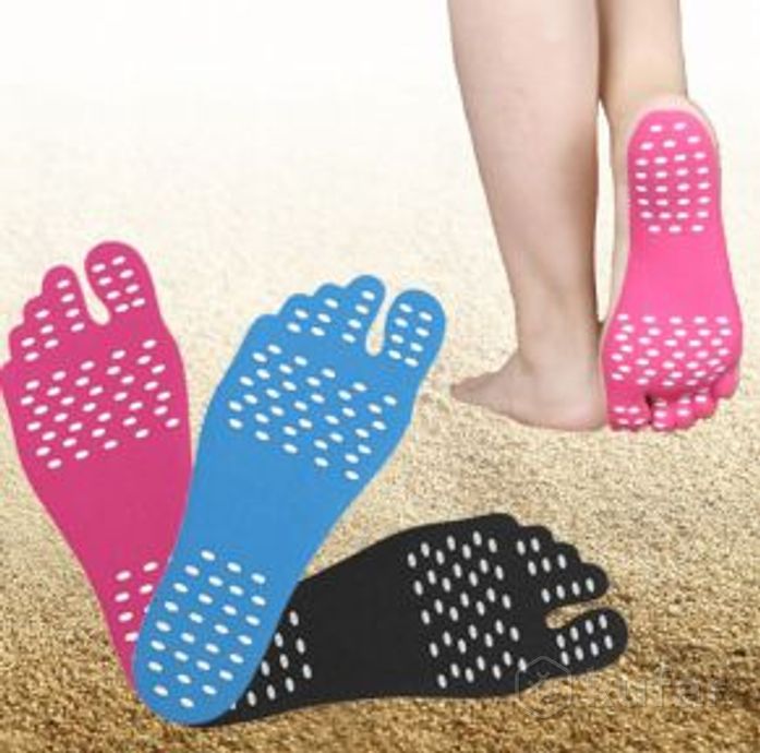 фото наклейки на ступни ног 1 пара для пляжа, бассейна / против песка и скольжения s синий 0