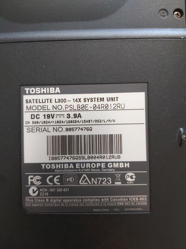 Ноутбук Toshiba satellite L300