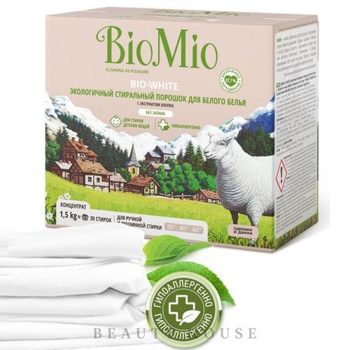 BioMio Стиральный порошок д/белого белья экологичный. 1500 г.