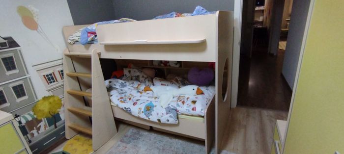 Кровать детская двухъярусная с ящиками выдвижными