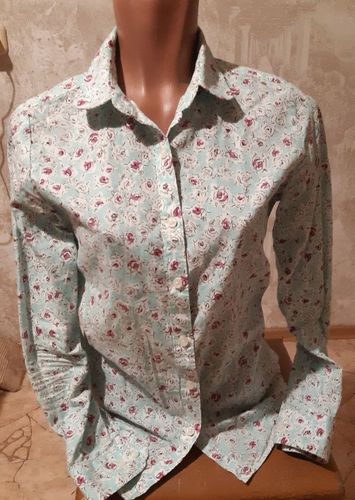 Блузка, рубашка из хлопка, цвет мята с принтом 42