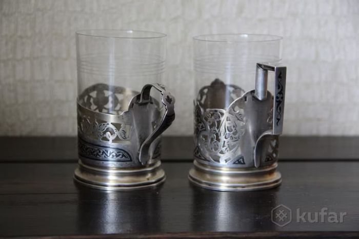 Подстаканники, стаканы, СССР, набор для чаепития