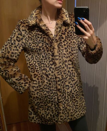  Zara леопардовая шубка на 42-44-46 размер