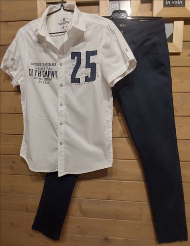 Хлопковый комплект: рубашка и брюки, S, рост 170