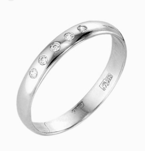 Обручальное кольцо 585 проба (5 бриллиантов) 17.5 