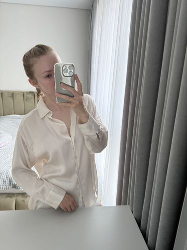 Шелковая молочная рубашка Zara
