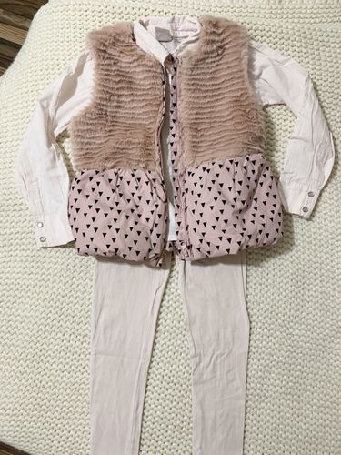 Лот одежды на девочку 104-110(жилет,леги,рубашка) 