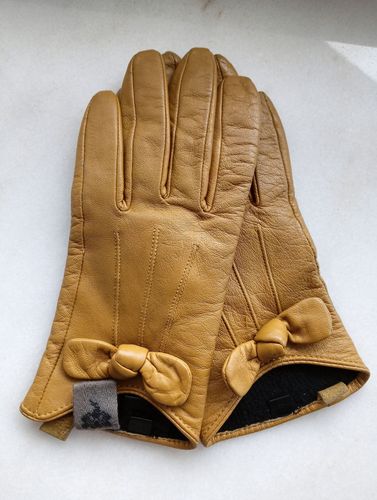Винтажные кожаные перчатки для девочки 7-8 лет