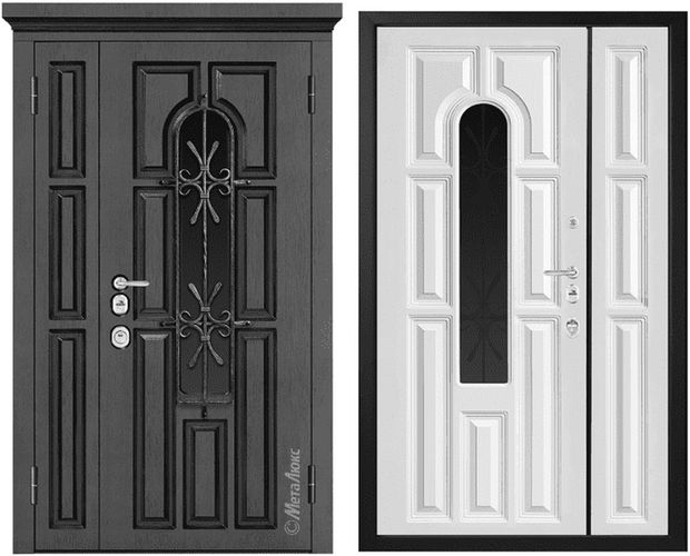 Входные двери Металюкс СМ1860/25 Е2 полуторные для дома под заказ в Сморгони